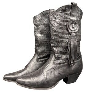 Laredo Black Leather Western Fringe Boots Womens Size 8 Made in USA